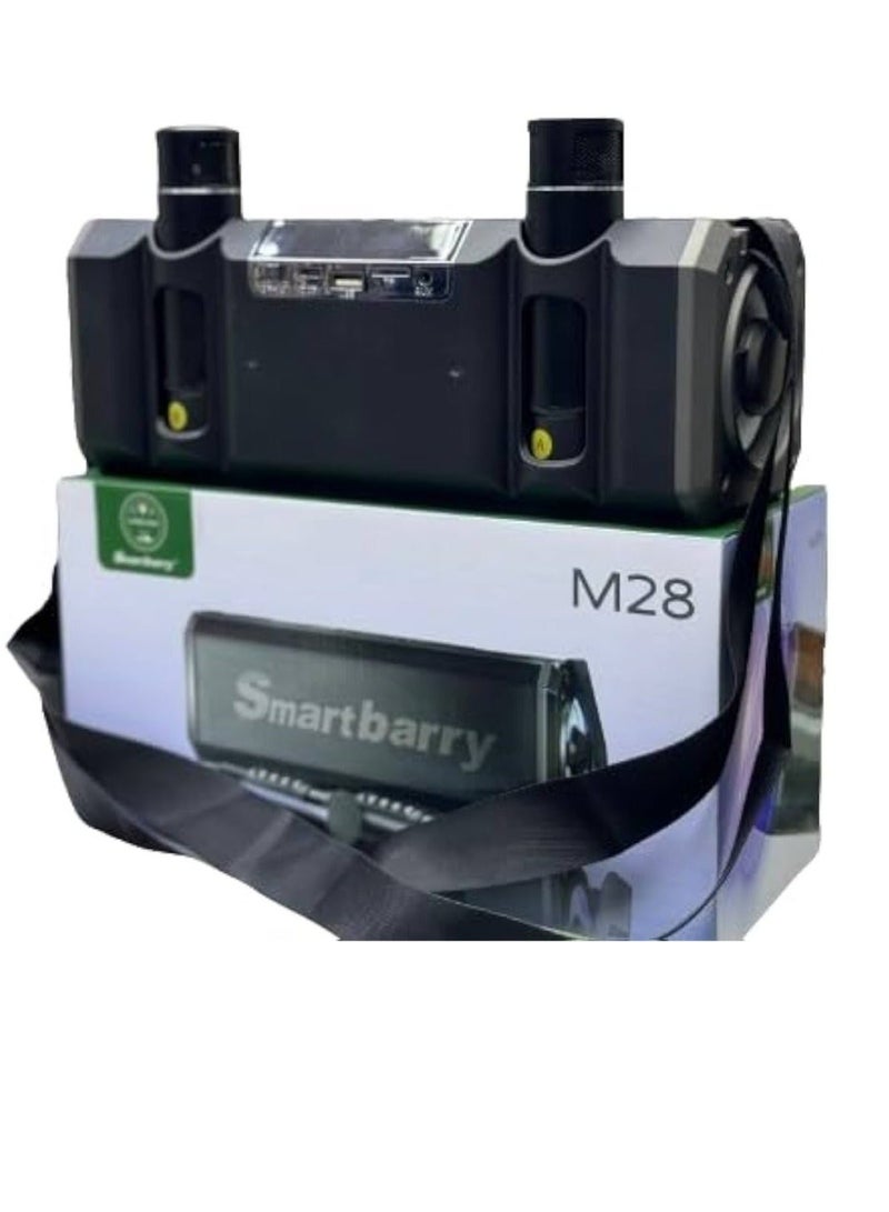 Smart Berry آلة كاريوكي محمولة سمارت بيري M28 مكبر صوت بلوتوث لاسلكي مع ميكروفونين أسود - Image 2